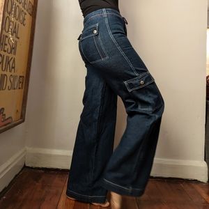 Wide Leg Cargo Drawstring Waist Jeans by Lazer